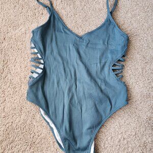 Victoria Secret Cut out Low back Full Coverage Swim One piece Teal M